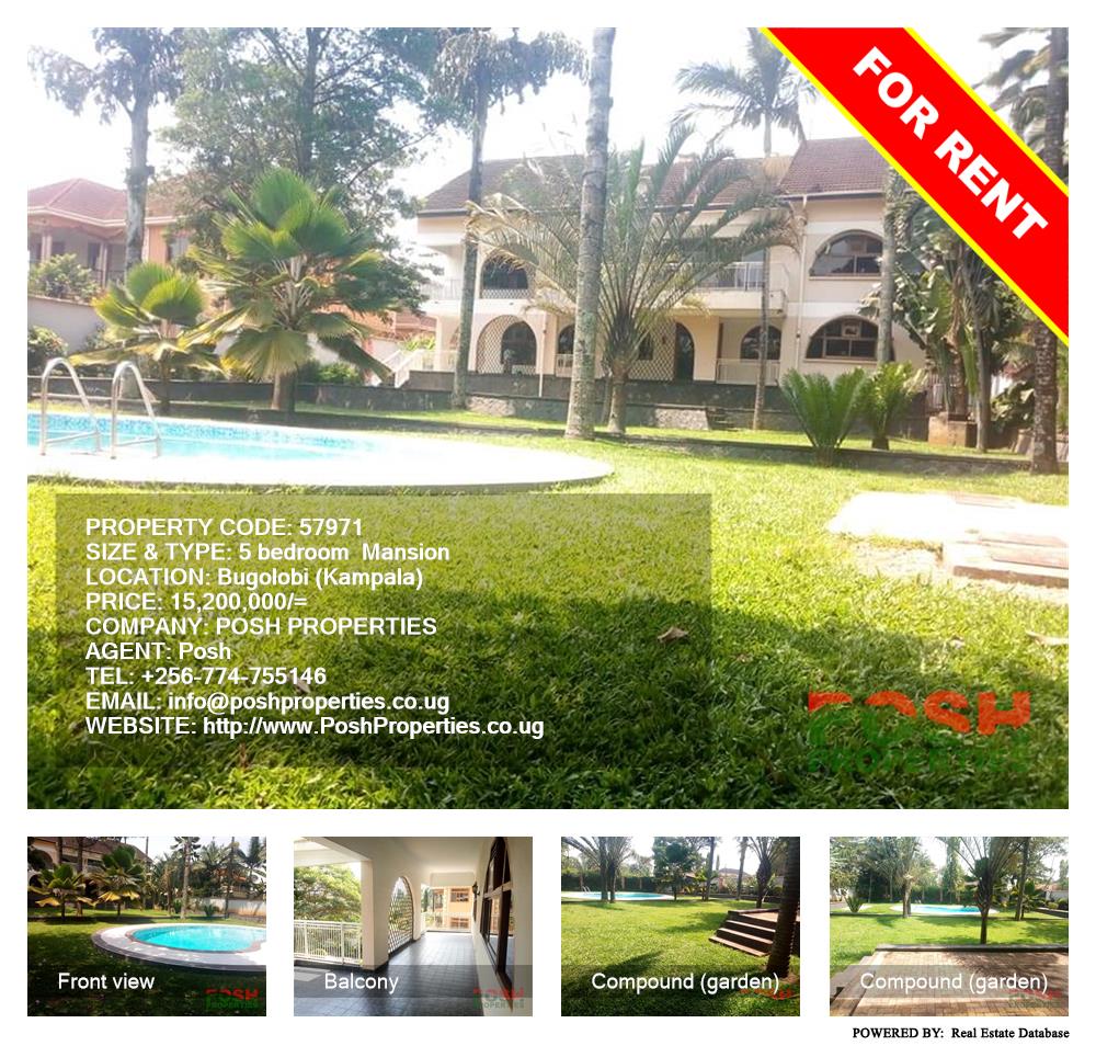 5 bedroom Mansion  for rent in Bugoloobi Kampala Uganda, code: 57971