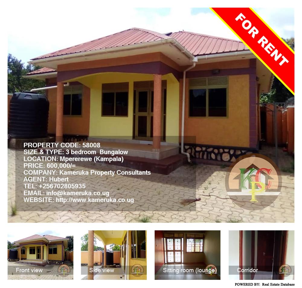 3 bedroom Bungalow  for rent in Mpererwe Kampala Uganda, code: 58008