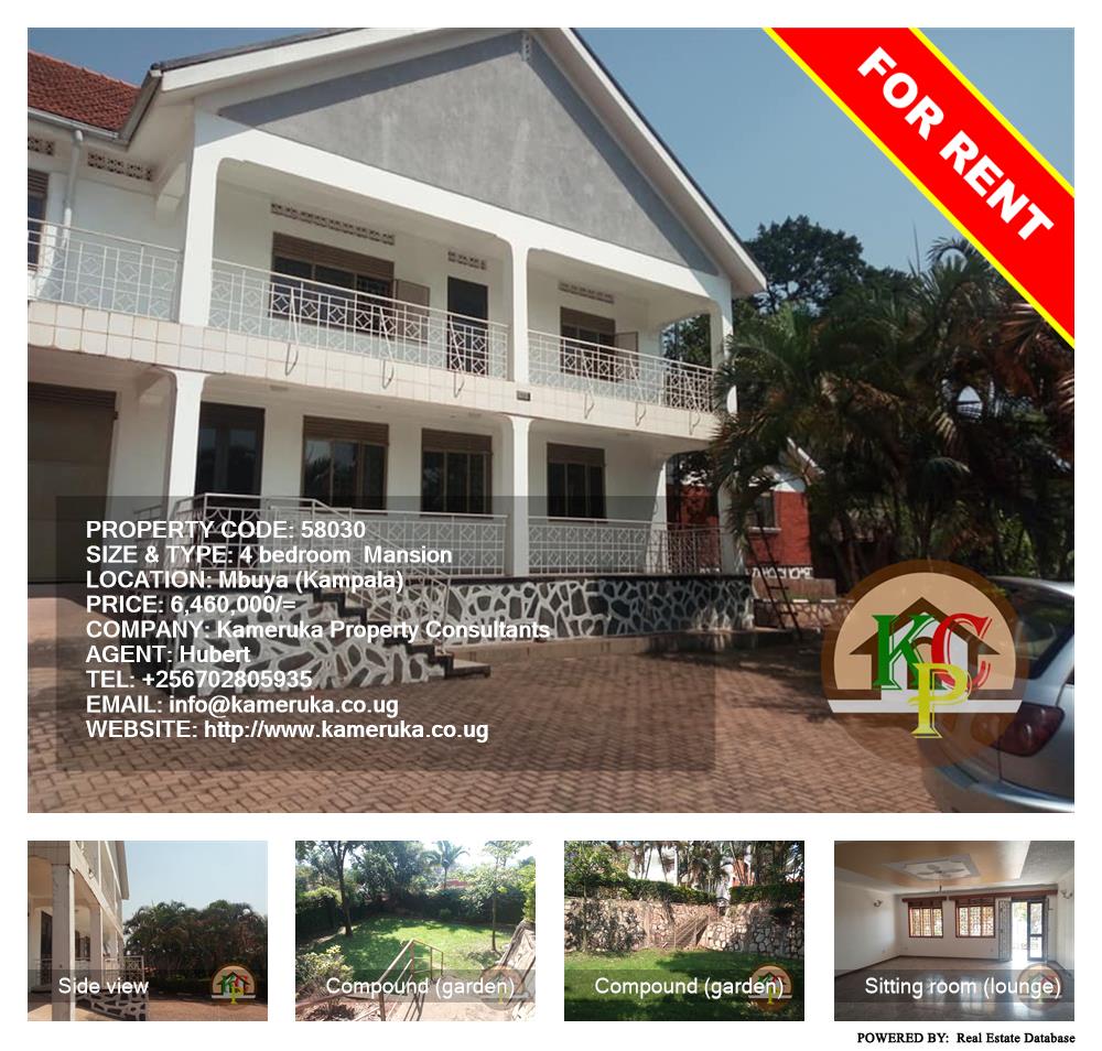 4 bedroom Mansion  for rent in Mbuya Kampala Uganda, code: 58030