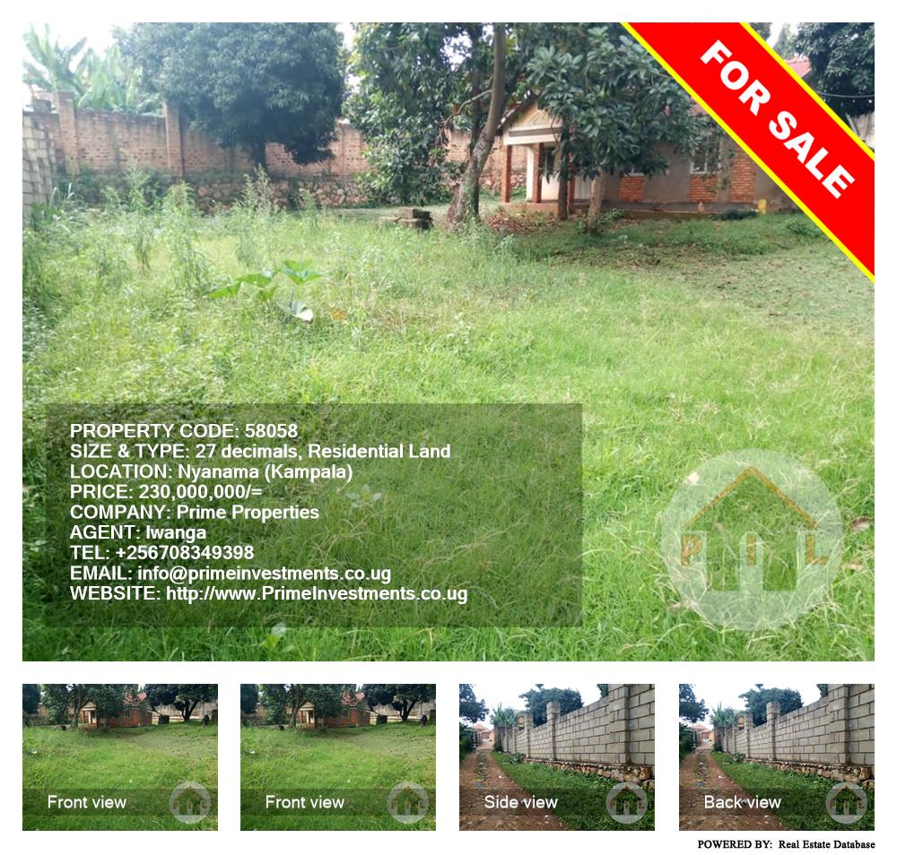 Residential Land  for sale in Nyanama Kampala Uganda, code: 58058
