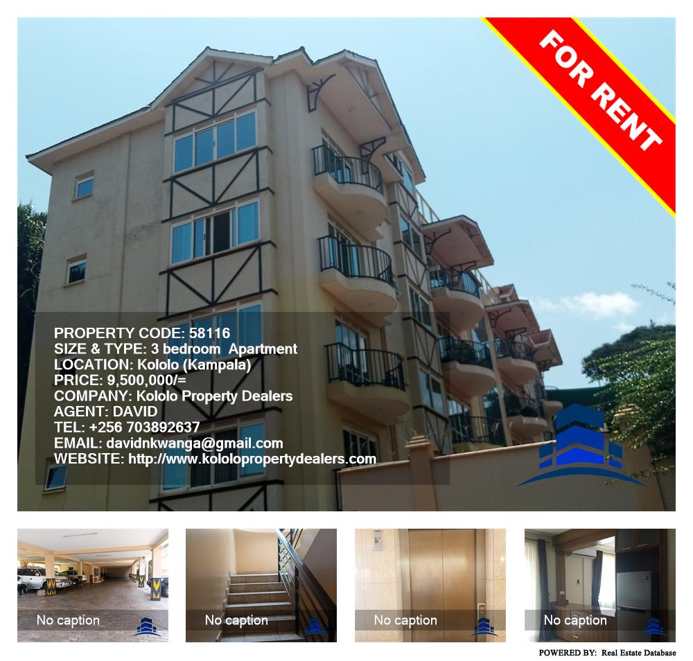 3 bedroom Apartment  for rent in Kololo Kampala Uganda, code: 58116