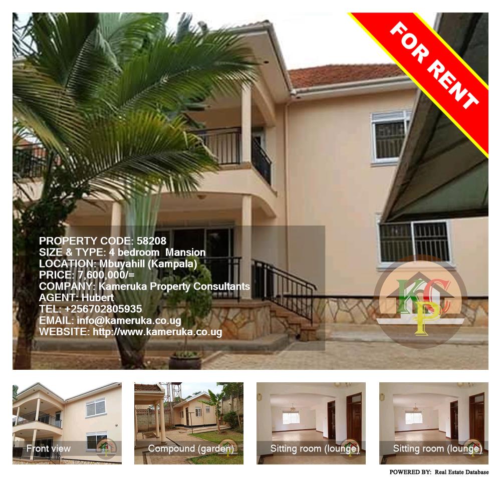 4 bedroom Mansion  for rent in Mbuya Kampala Uganda, code: 58208