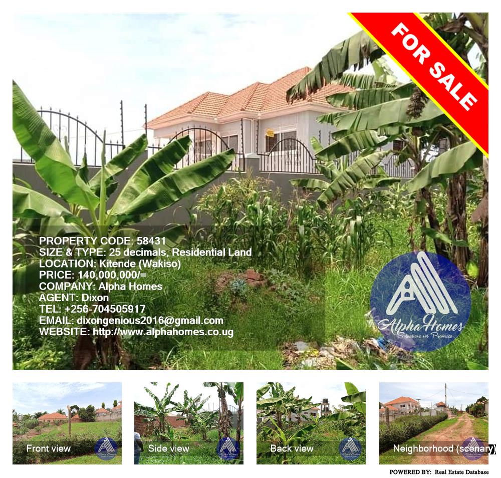 Residential Land  for sale in Kitende Wakiso Uganda, code: 58431