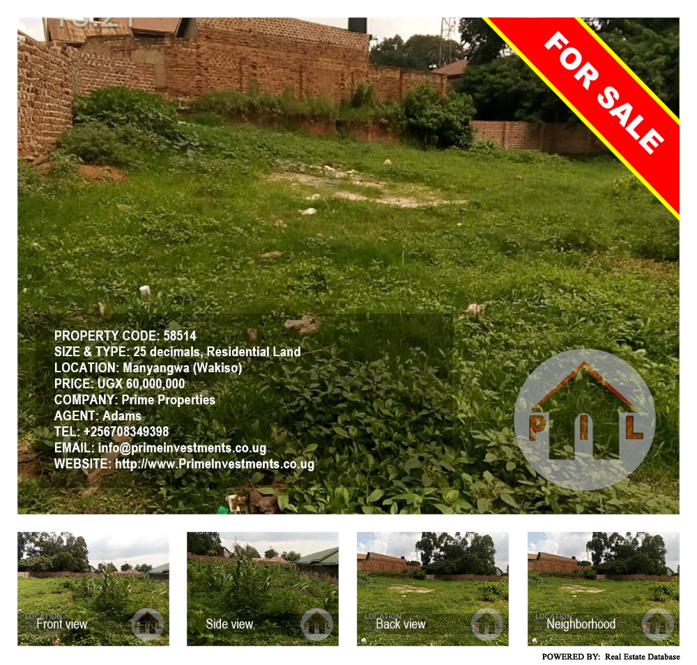 Residential Land  for sale in Manyangwa Wakiso Uganda, code: 58514