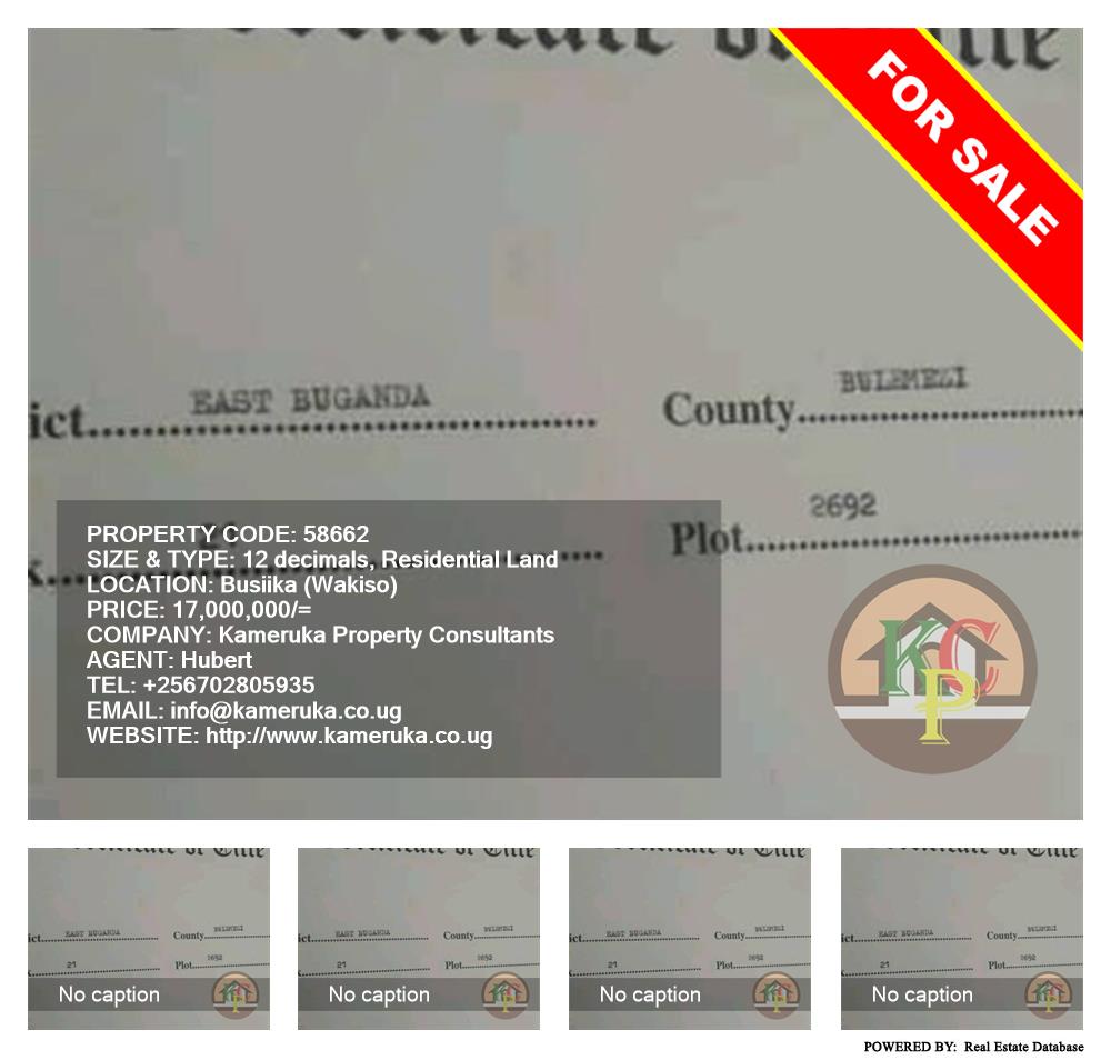 Residential Land  for sale in Busiika Wakiso Uganda, code: 58662