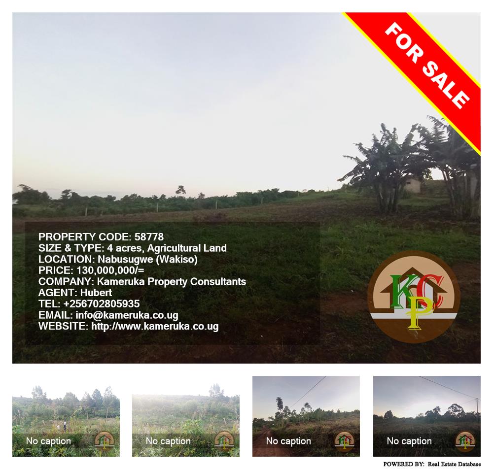 Agricultural Land  for sale in Nabusugwe Wakiso Uganda, code: 58778