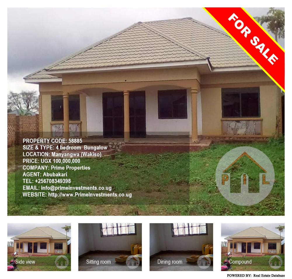 4 bedroom Bungalow  for sale in Manyangwa Wakiso Uganda, code: 58885