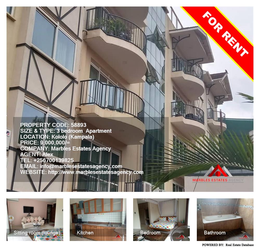 3 bedroom Apartment  for rent in Kololo Kampala Uganda, code: 58893