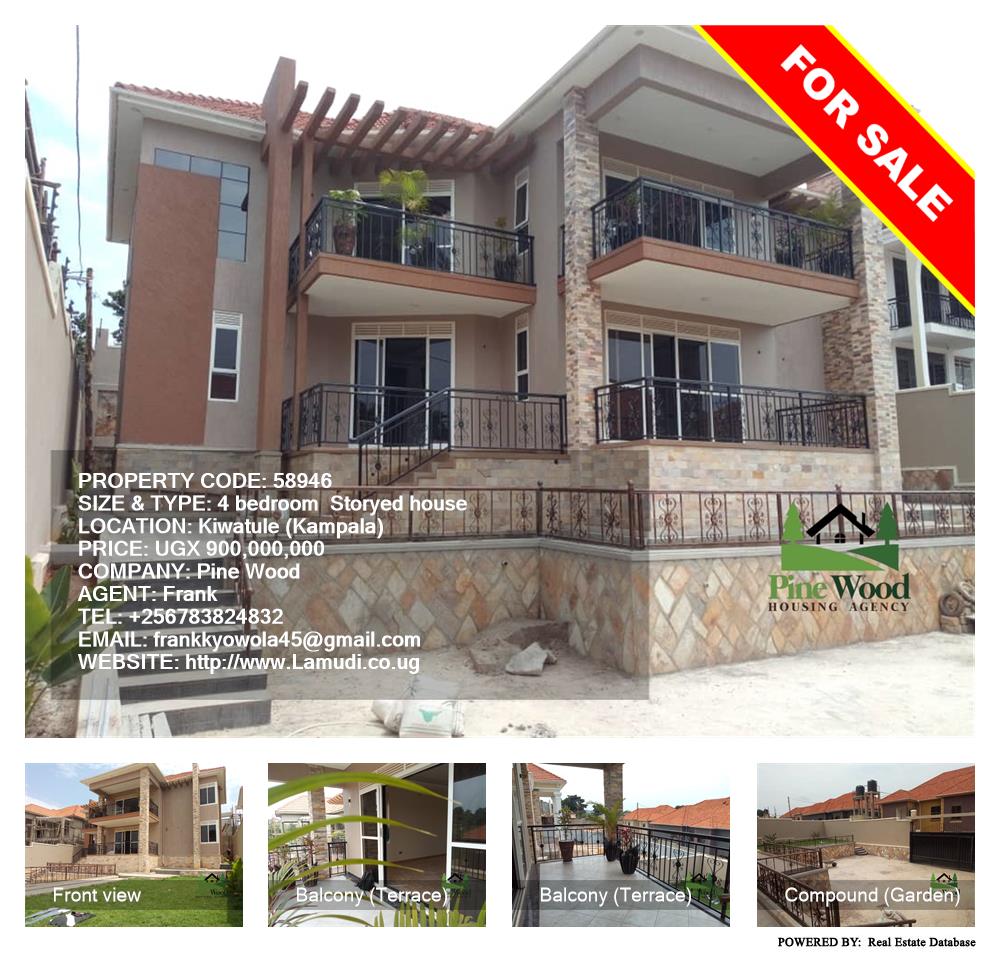 4 bedroom Storeyed house  for sale in Kiwaatule Kampala Uganda, code: 58946