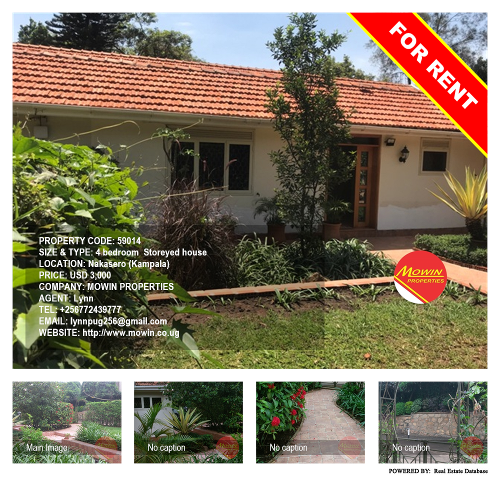 4 bedroom Storeyed house  for rent in Nakasero Kampala Uganda, code: 59014