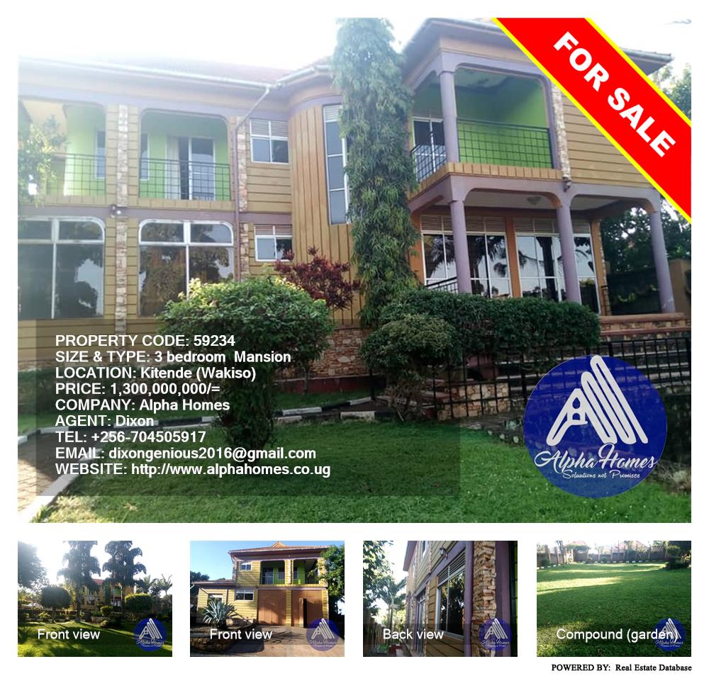 3 bedroom Mansion  for sale in Kitende Wakiso Uganda, code: 59234