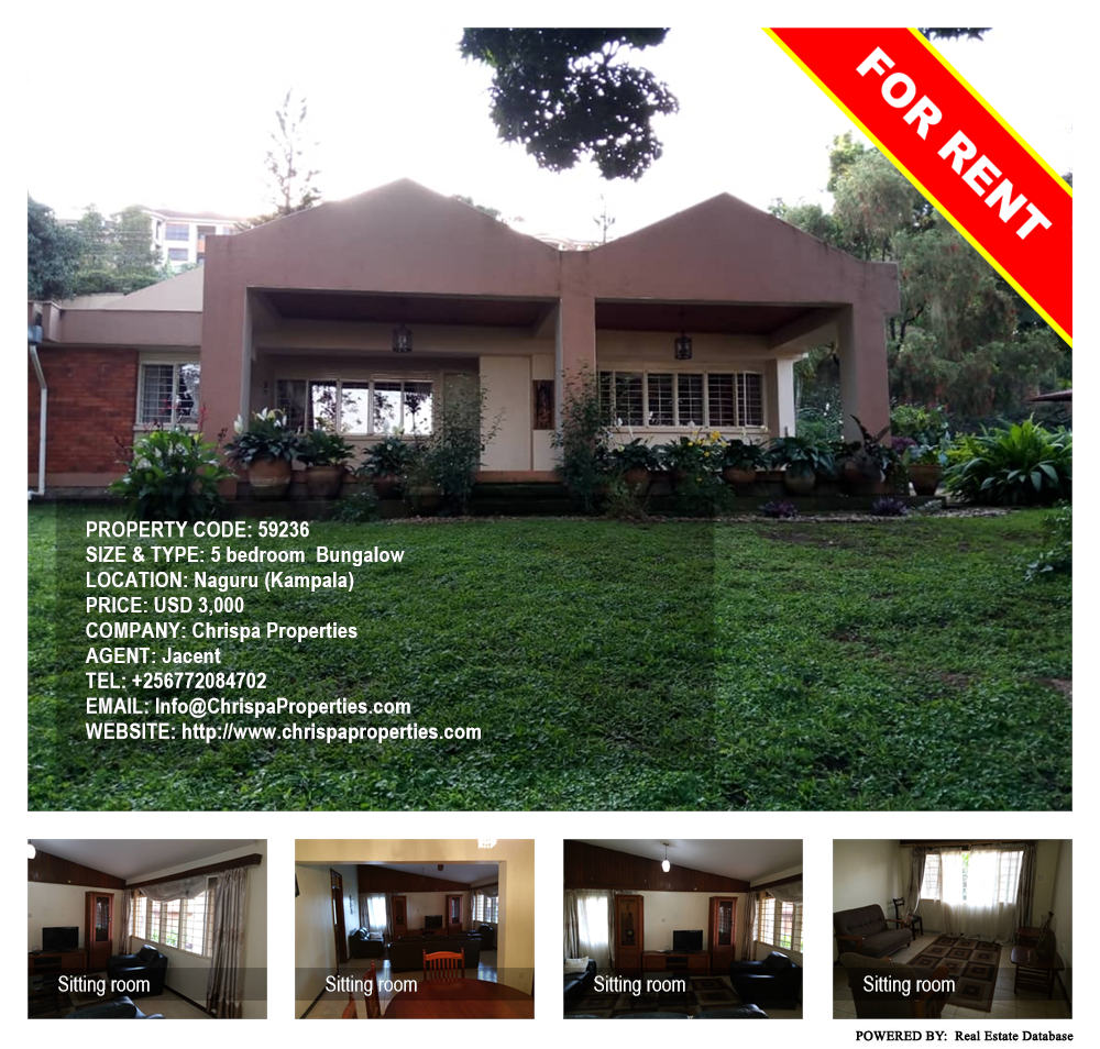 5 bedroom Bungalow  for rent in Naguru Kampala Uganda, code: 59236