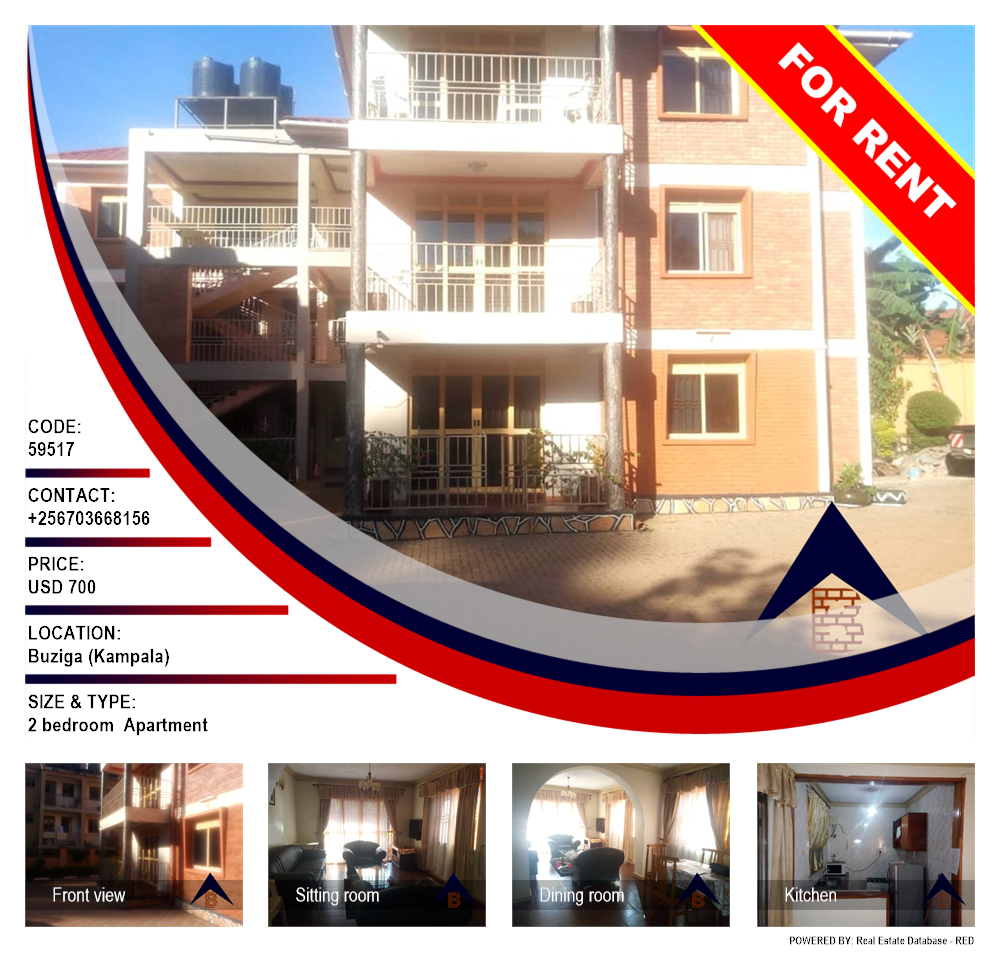 2 bedroom Apartment  for rent in Buziga Kampala Uganda, code: 59517