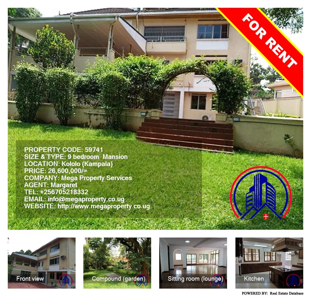 9 bedroom Mansion  for rent in Kololo Kampala Uganda, code: 59741