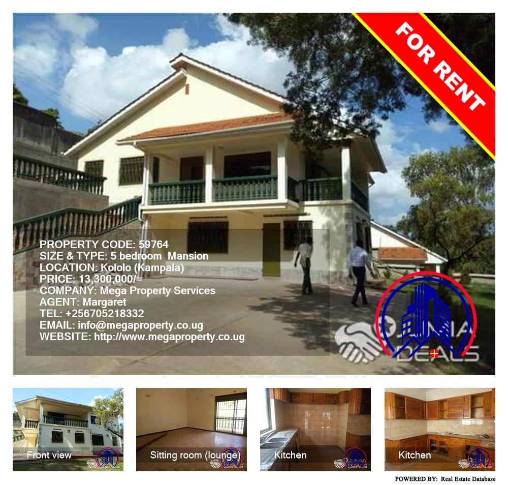 5 bedroom Mansion  for rent in Kololo Kampala Uganda, code: 59764