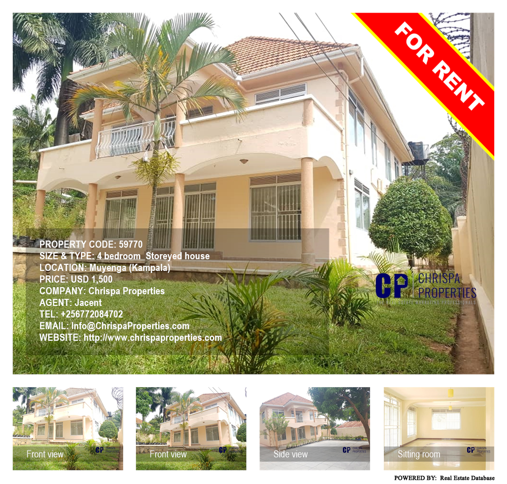 4 bedroom Storeyed house  for rent in Muyenga Kampala Uganda, code: 59770