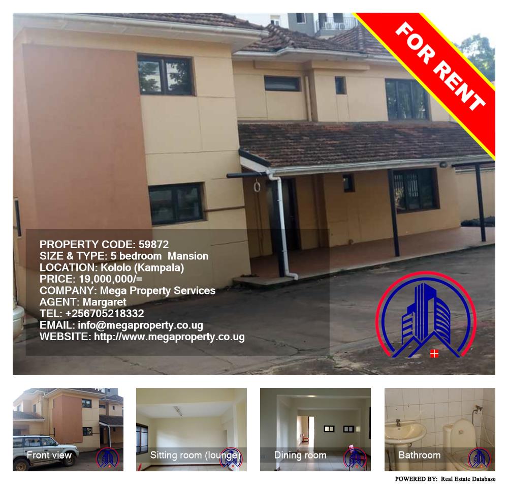 5 bedroom Mansion  for rent in Kololo Kampala Uganda, code: 59872