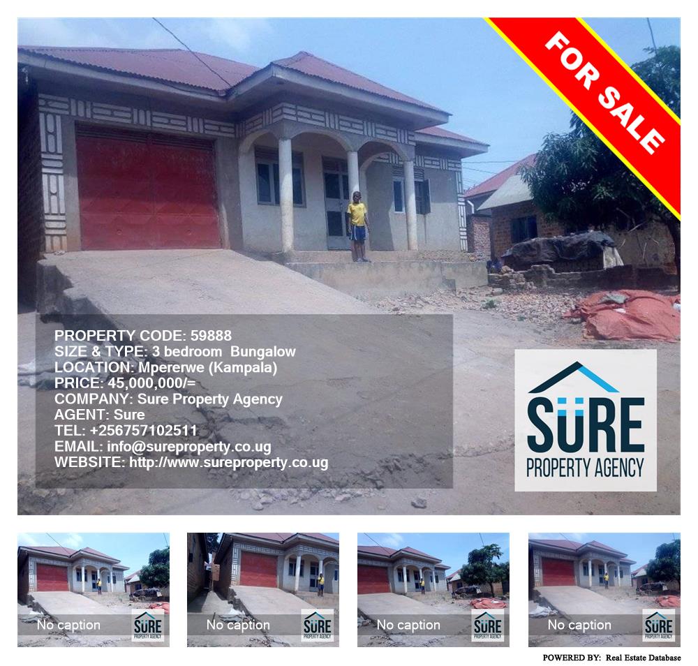 3 bedroom Bungalow  for sale in Mpererwe Kampala Uganda, code: 59888