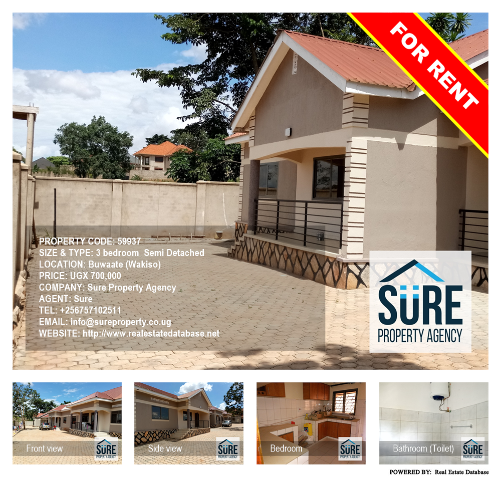 3 bedroom Semi Detached  for rent in Buwaate Wakiso Uganda, code: 59937
