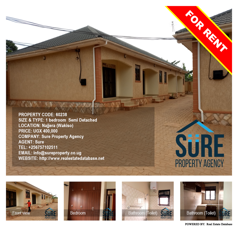 1 bedroom Semi Detached  for rent in Najjera Wakiso Uganda, code: 60238