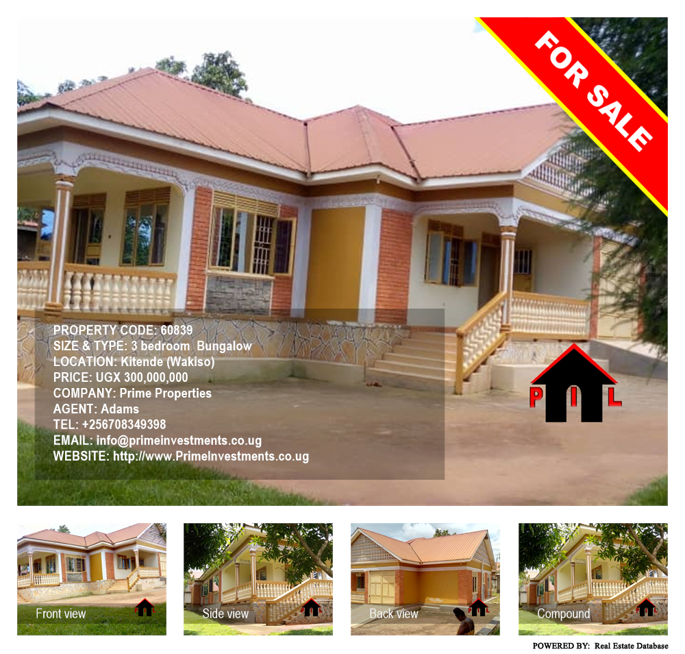 3 bedroom Bungalow  for sale in Kitende Wakiso Uganda, code: 60839