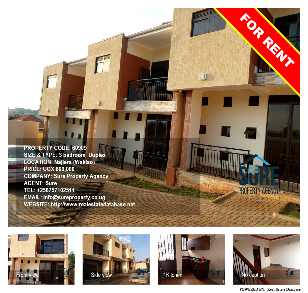 3 bedroom Duplex  for rent in Najjera Wakiso Uganda, code: 60909