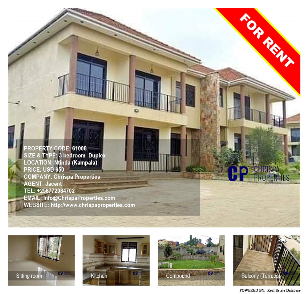 3 bedroom Duplex  for rent in Ntinda Kampala Uganda, code: 61008
