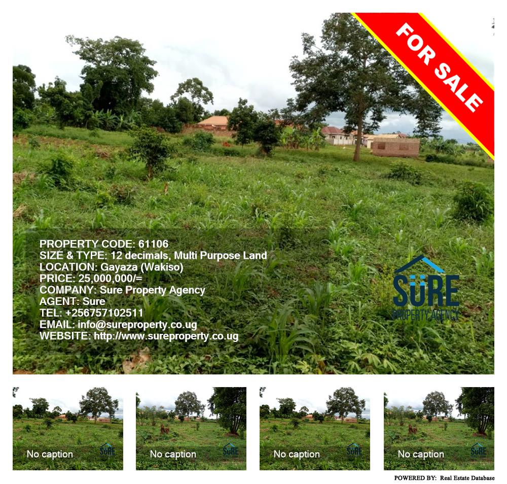 Multipurpose Land  for sale in Gayaza Wakiso Uganda, code: 61106