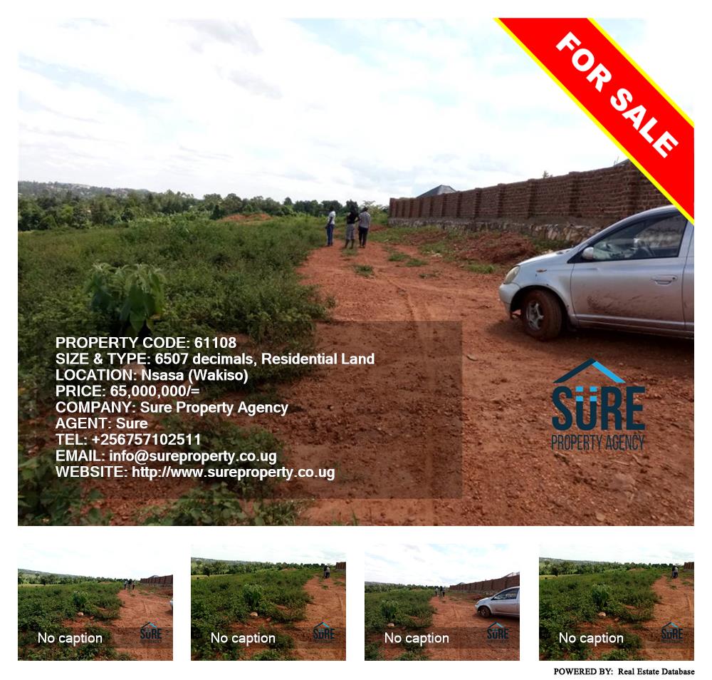 Residential Land  for sale in Nsasa Wakiso Uganda, code: 61108