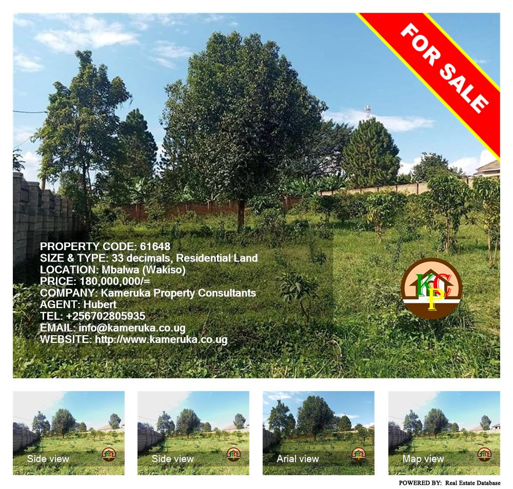 Residential Land  for sale in Mbalwa Wakiso Uganda, code: 61648