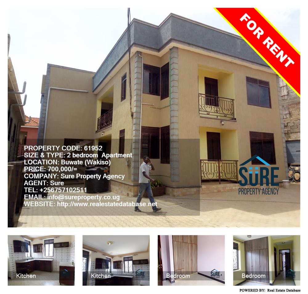 2 bedroom Apartment  for rent in Buwaate Wakiso Uganda, code: 61952