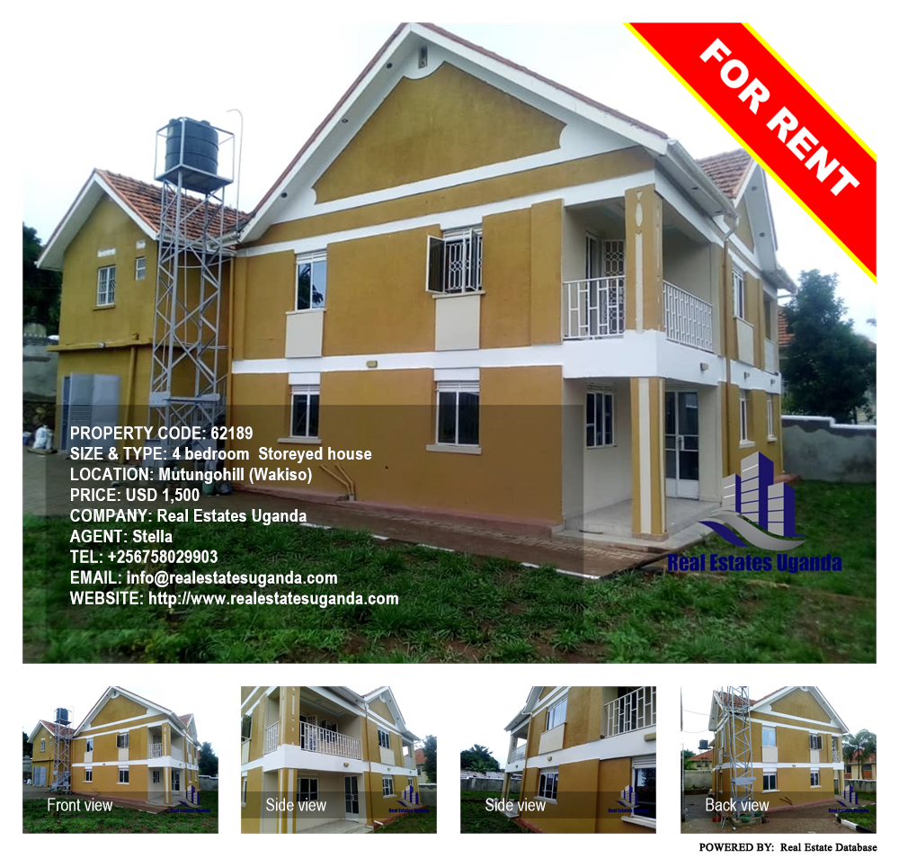 4 bedroom Storeyed house  for rent in Mutungo Wakiso Uganda, code: 62189
