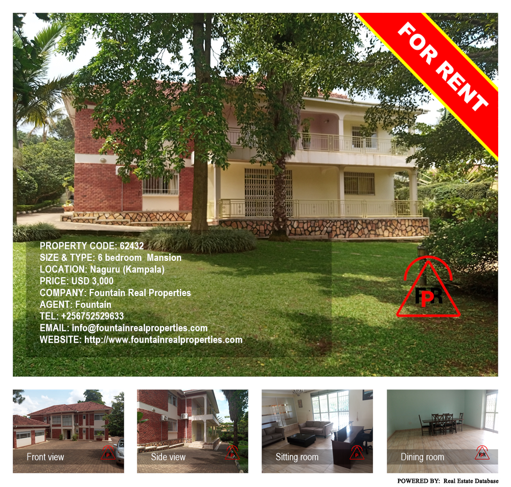6 bedroom Mansion  for rent in Naguru Kampala Uganda, code: 62432