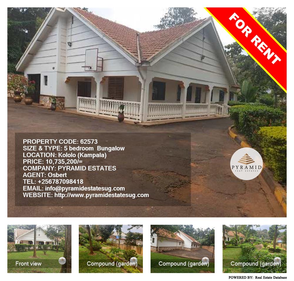 5 bedroom Bungalow  for rent in Kololo Kampala Uganda, code: 62573