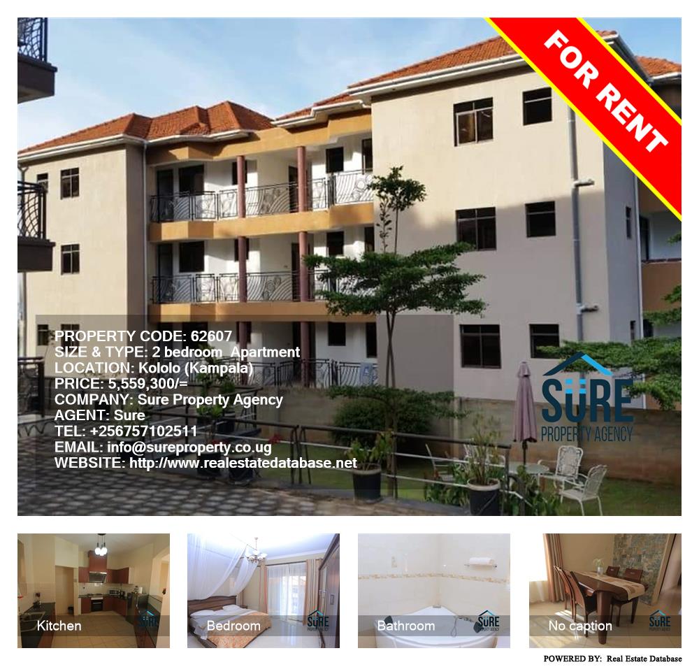 2 bedroom Apartment  for rent in Kololo Kampala Uganda, code: 62607