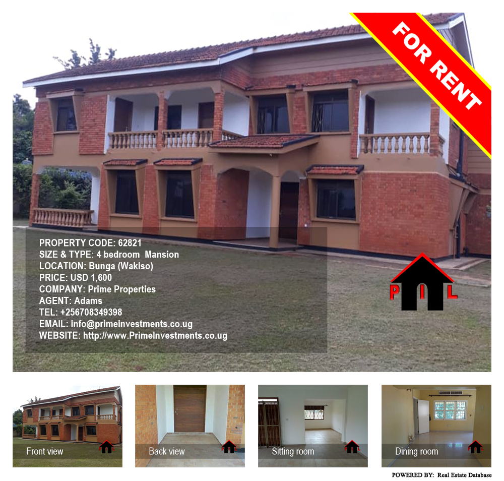 4 bedroom Mansion  for rent in Bbunga Wakiso Uganda, code: 62821