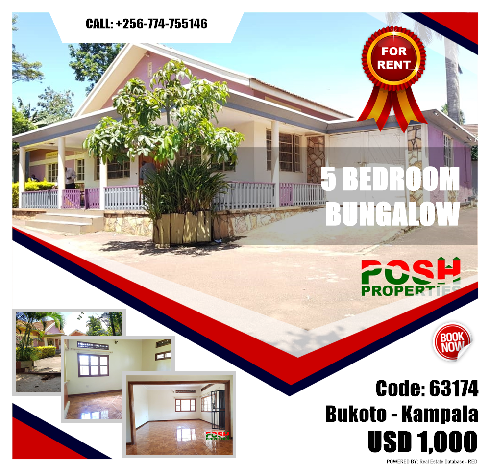 5 bedroom Bungalow  for rent in Bukoto Kampala Uganda, code: 63174