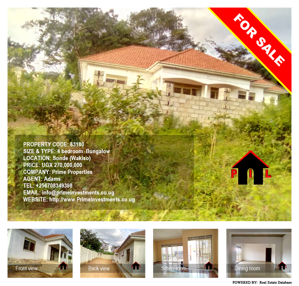 4 bedroom Bungalow  for sale in Sonde Wakiso Uganda, code: 63180