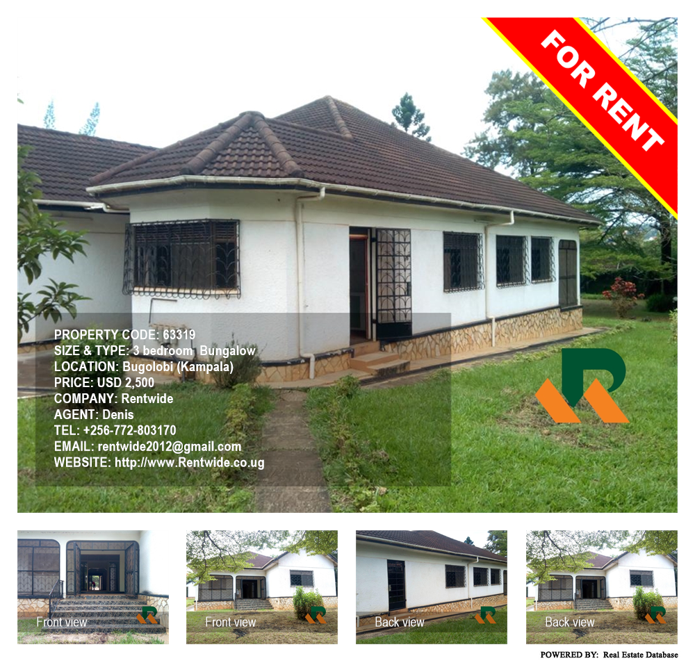 3 bedroom Bungalow  for rent in Bugoloobi Kampala Uganda, code: 63319