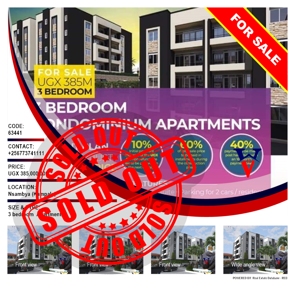 3 bedroom Apartment  for sale in Nsambya Kampala Uganda, code: 63441