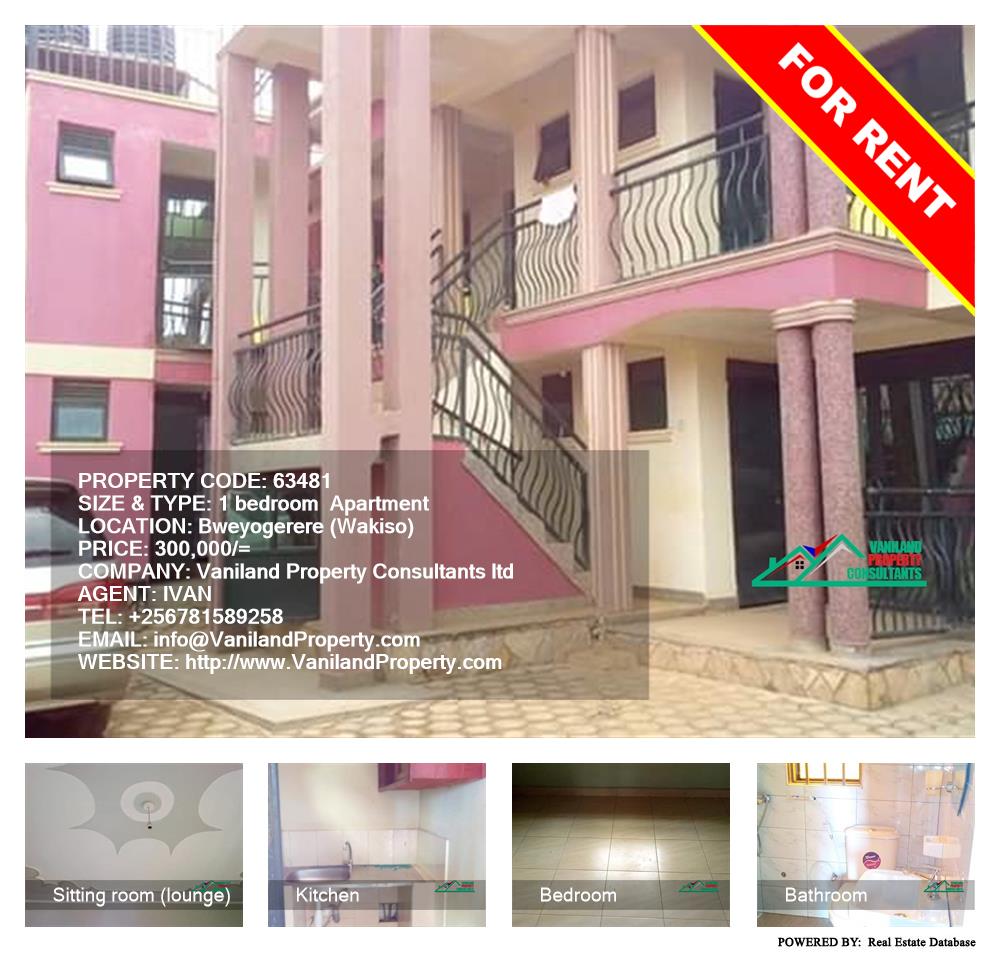 1 bedroom Apartment  for rent in Bweyogerere Wakiso Uganda, code: 63481