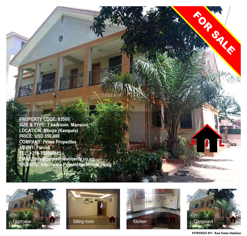 7 bedroom Mansion  for sale in Mbuya Kampala Uganda, code: 63500