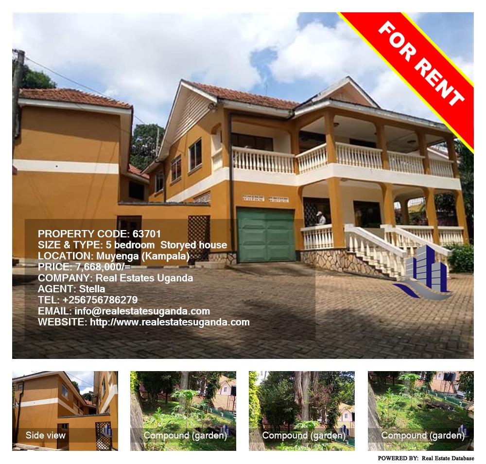 5 bedroom Storeyed house  for rent in Muyenga Kampala Uganda, code: 63701