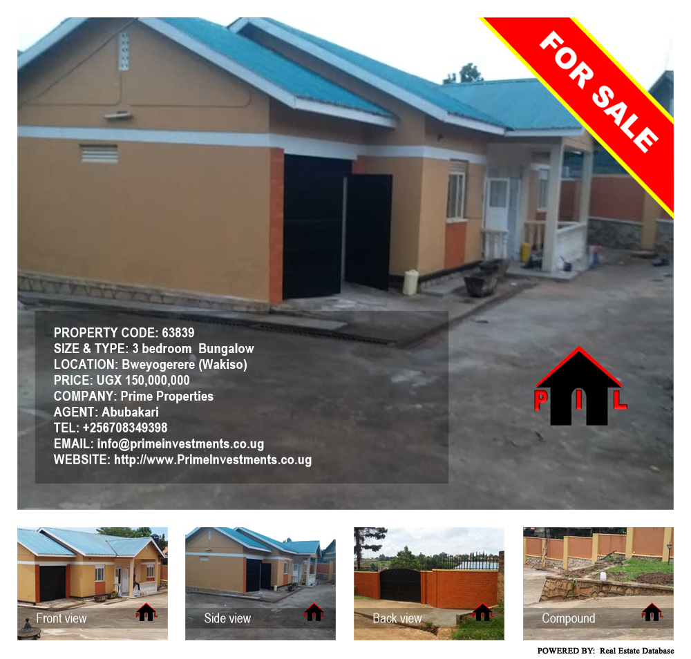 3 bedroom Bungalow  for sale in Bweyogerere Wakiso Uganda, code: 63839