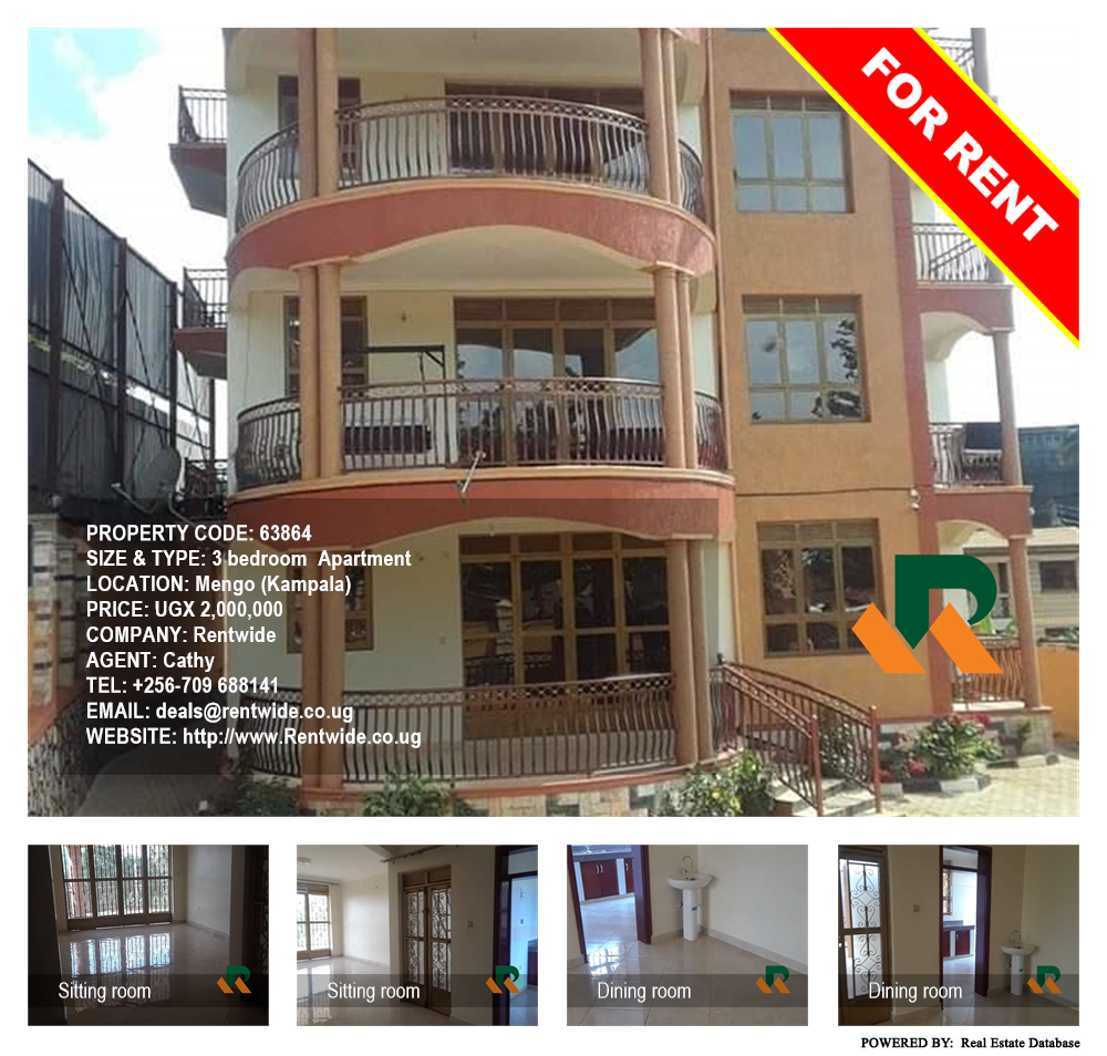 3 bedroom Apartment  for rent in Mengo Kampala Uganda, code: 63864