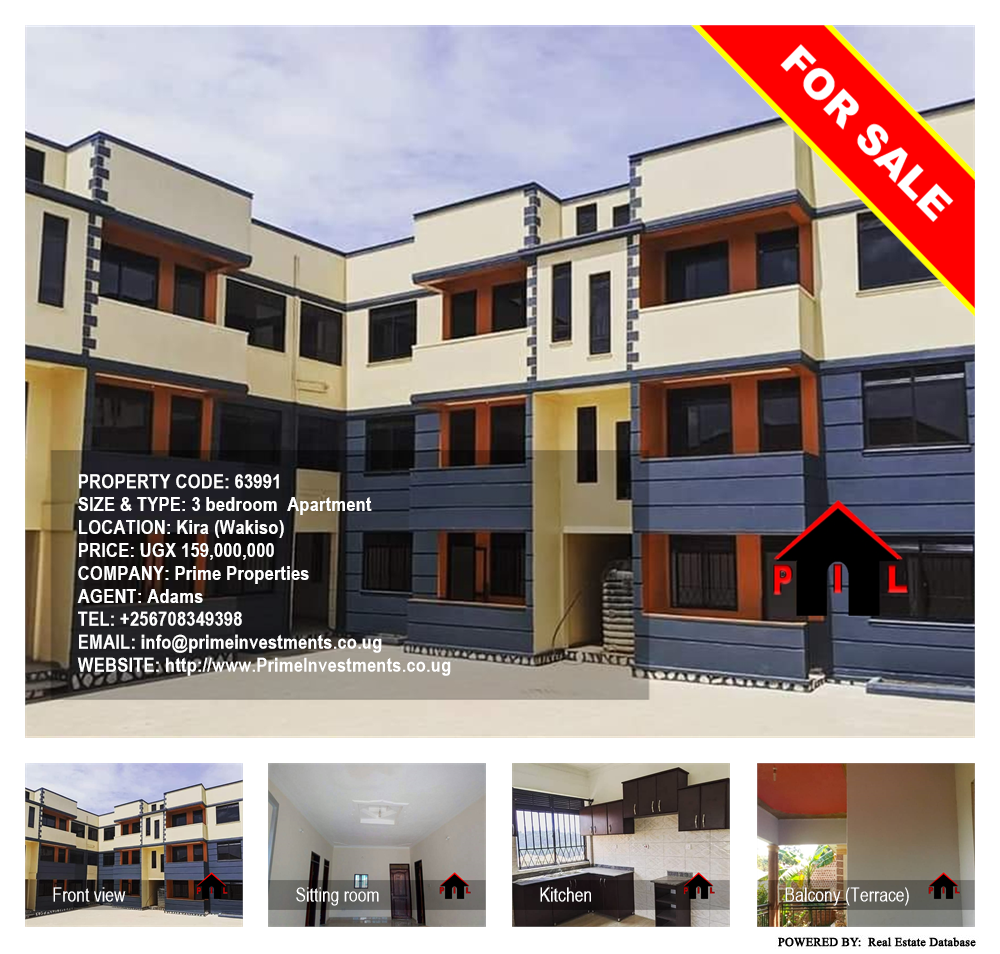 3 bedroom Apartment  for sale in Kira Wakiso Uganda, code: 63991