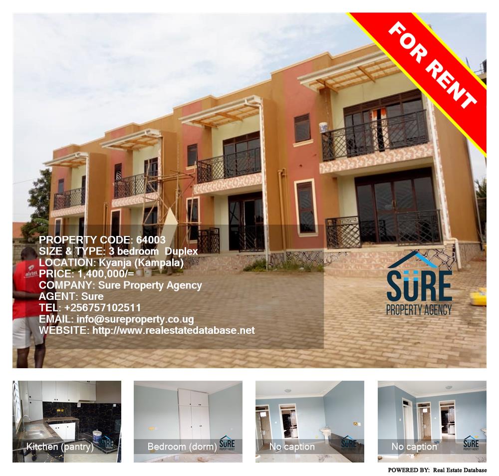 3 bedroom Duplex  for rent in Kyanja Kampala Uganda, code: 64003