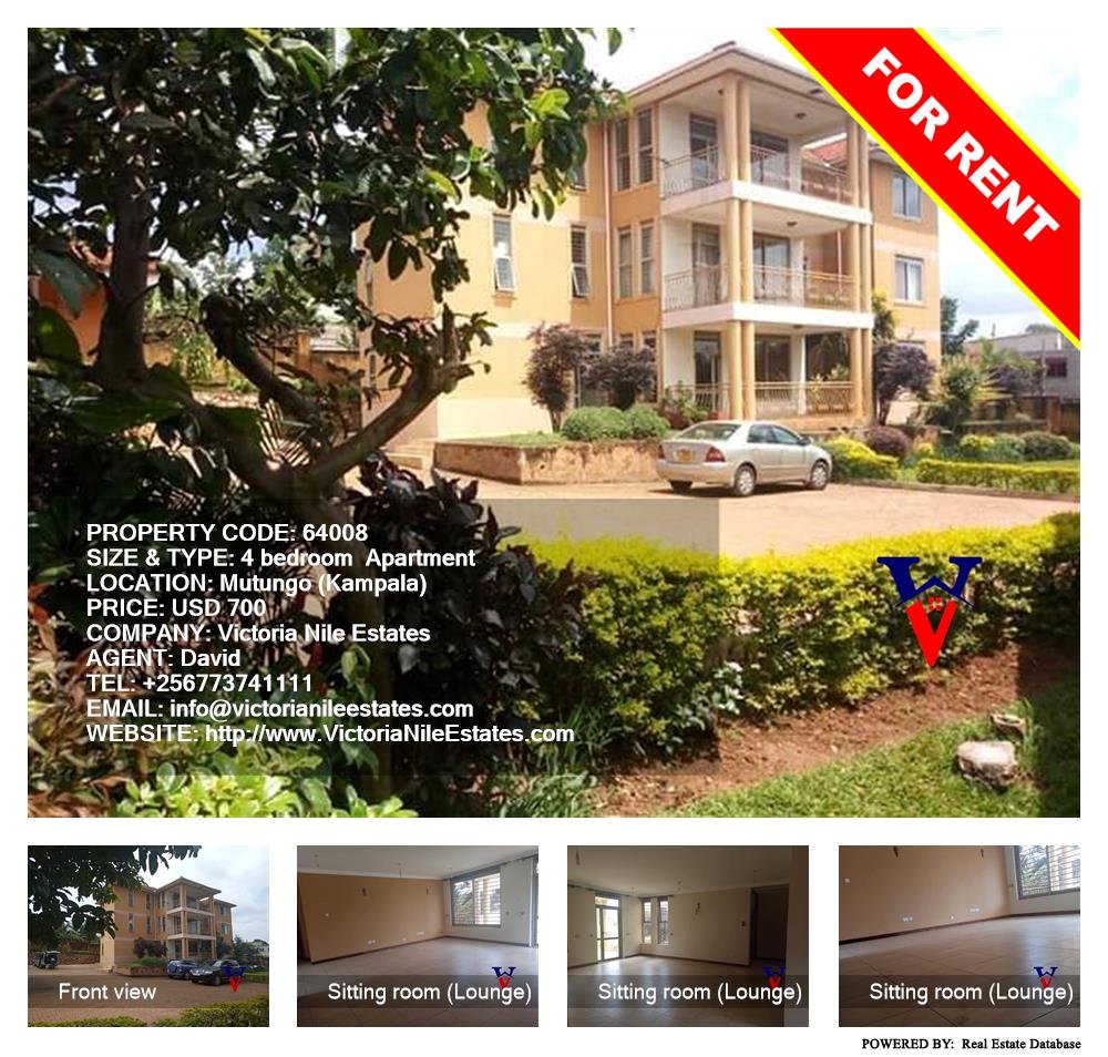 4 bedroom Apartment  for rent in Mutungo Kampala Uganda, code: 64008