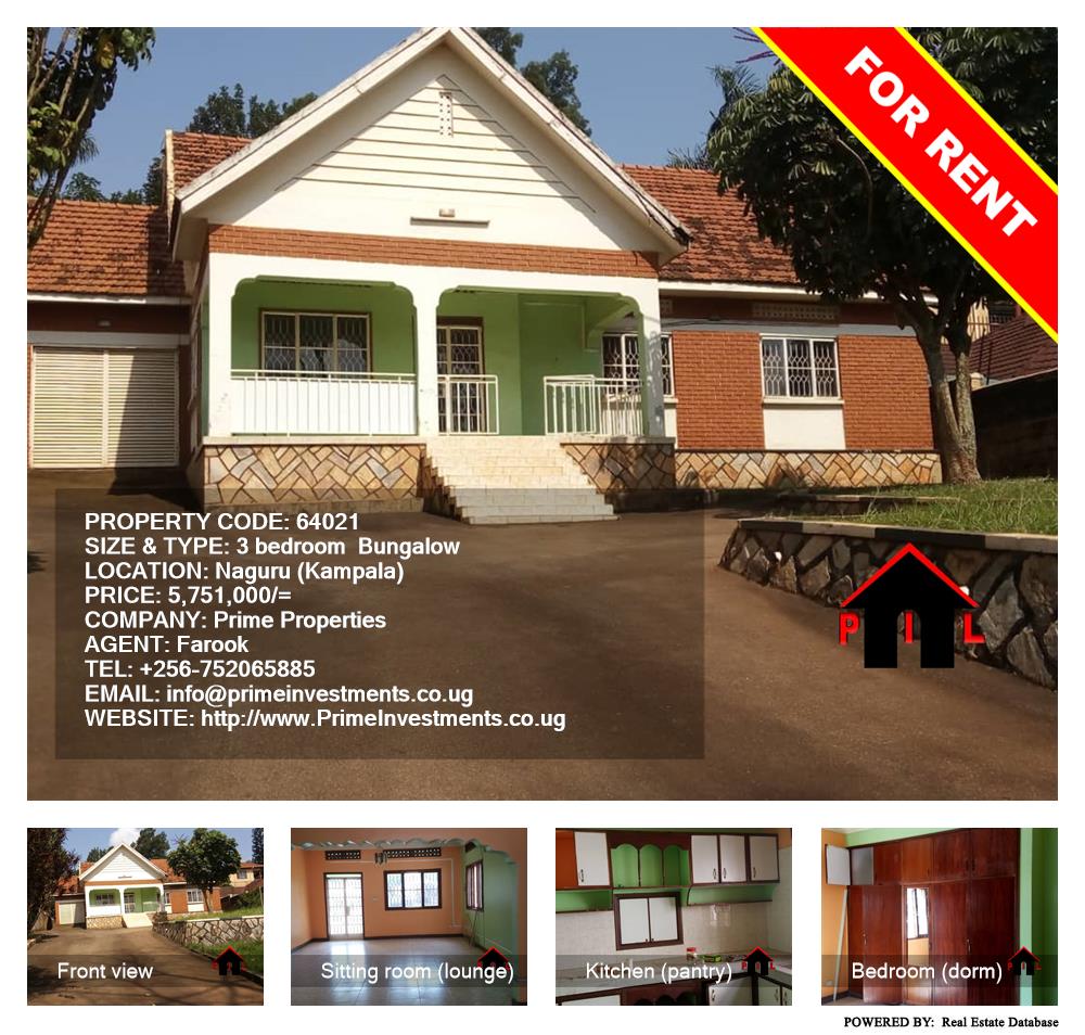 3 bedroom Bungalow  for rent in Naguru Kampala Uganda, code: 64021