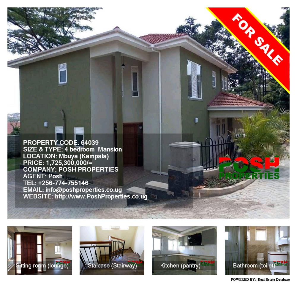4 bedroom Mansion  for sale in Mbuya Kampala Uganda, code: 64039